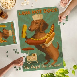 Lantern Press 1000 Piece Jigsaw Puzzle, Hawaii, Lava Hot Dogs, Dachshund, Retro Hotdog Ad