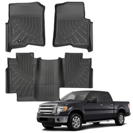 Floor mats Compatible with Ford F150 SuperCrew Cab 2004 2005 2006 2007 2008/for Lincoln Mark LT Crew Cab 2006-2008,1st & 2nd Row, All Weather Protection,Waterproof,Anti-Slip TPE Floor Mats