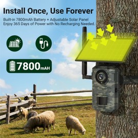 ELECCTV 1PACK Solar Trail Camera, Cellular Trail Camera with Built-in SIM Card,2-Way Audio,2.7K Night Vision Waterproof 130°Wide Angle Motion Activated for Outdoor Wildlife Detection, No WiFi Needed