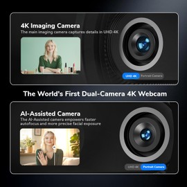 EMEET Piko 4K Webcam for Streaming, World’s 1st Dual-Camera AI-Powered 4K Camera w/AI Autofocus, 3 Mics& 3 Sound Modes, Panda Magnetic Privacy Cover, Great for Streaming, Desk Setup and Creative Gifts