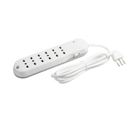 BTicino Electric Power Strip Slim with Safe Light Switch and Lightning Protection, 6 Sockets 10/16 A, Cable 1.5 m, Space Saving, 2500 W, Colour White