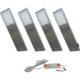 ACCE Aluminium Body LED Under-Unit Light Kitchen Furniture Cabinet Light Warm White or Neutral White Including Converter One Spotlight with Switch (4, Neutral White)