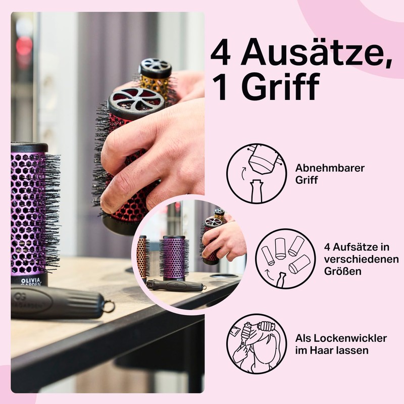 Olivia Garden Multibrush Travel Kit - Rundbürste 4-in-1 mit austauschbaren