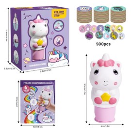 Kit de Sello de pegatinas para niños,500 pegatinas,juguetes de calcamonías de Cute Arts Crafts,juguetes de viaje de juegos creativos para niñas y niños mayores de 3 años (Unicornio)