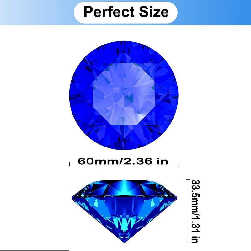 Hiziwimi 60mm Large Crystal Diamond Paperweight with Stand Jewels Wedding