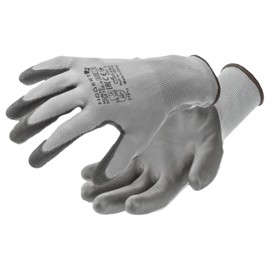 Högert Technik HUNTE Polyurethane Coated Gloves, C.Grey/Black, Size 9, 12 Pairs/Pack, Abrasion Resistant and Flexible, Ideal for Precise Work
