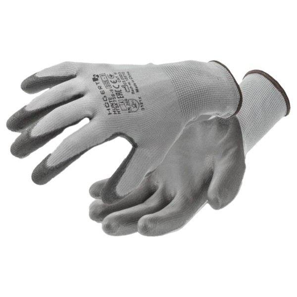 Högert Technik HUNTE Polyurethane Coated Gloves, C.Grey/Black, Size 9, 12