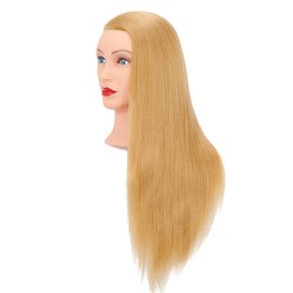 Headfix 26"-28" Long Hair Mannequin Head Synthetic Fiber Hair Hairdresser Practice Styling Training Head Cosmetology Manikin Doll Head with Clamp (6F2026W2720)