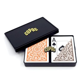 Copag 1546 Design 100% Plastic Playing Cards, Poker Size (Standard) Jumbo Index Orange/Brown Double Deck Set