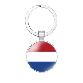 vmcoatdu Netherlands Holland National Flag Key Chain Keyring Gift Men Women Keychain Stainless Steel and Inlaid Glass Materials, Picture, One Size