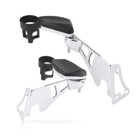 Kiawnia Rear Passenger Armrests with Adjustable Cup Holders for 1997-2013 Harley Touring Electra Road Glide Road King, Street Glide, Tour Glide & Trikes Equipped with King or Ultra Tour Pak.