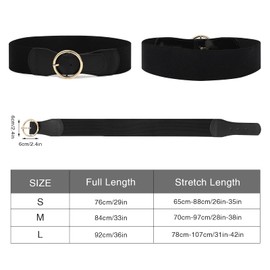 Women Wide Stretchy Waist Belt - 2 Pack Womens Elastic Belts Vintage Wide Cinch Belt for Dress(S,Black+Navy blue)