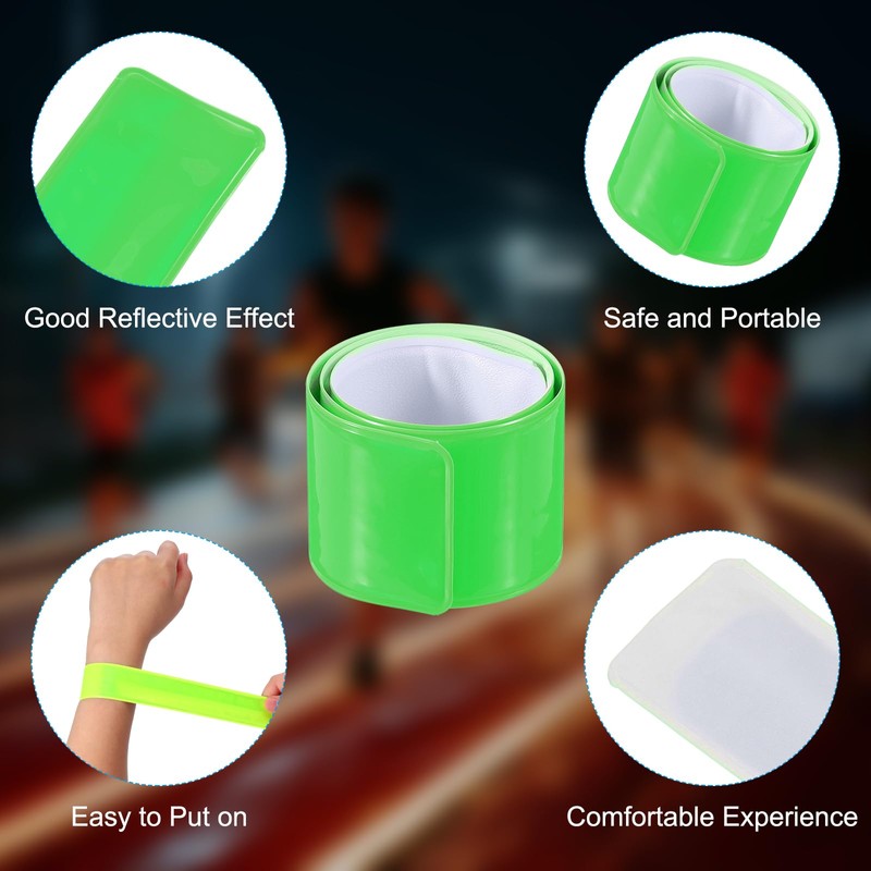 PATIKIL 6pcs Reflective Slap Bands Reflective Band Snap Bracelet Armband