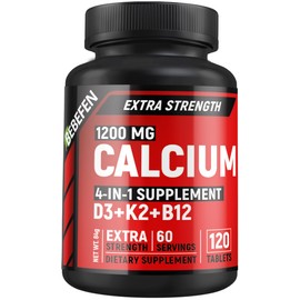 Calcium 1200 mg with 5000 IU Vitamin D3, 100mcg Vitamin K2, 1000mcg Vitamin B12-120 Tablets