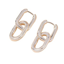 Paperclip Link Chain Earrings Lightweight Square Dangle Hoops Earrings Minimalist Pin Trendy Jewelry-Silver