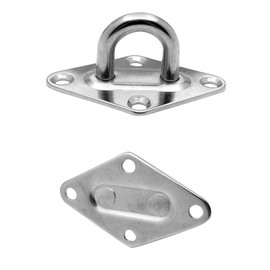Amadget 4 Pieces 316 Stainless Steel Ceiling Hook Pad Eye Plate Marine Hardware Staple Hook Loop with Screws