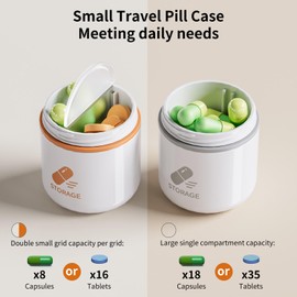 ONTERATE Keychain Pill Holder, Small Pill Box Case Container Organizer for Purse, Removable Divider, Silicone Seal Moisture Proof Mini Pill Bottle for Outdoor Camping Travel (2 Pack, Black Grey)