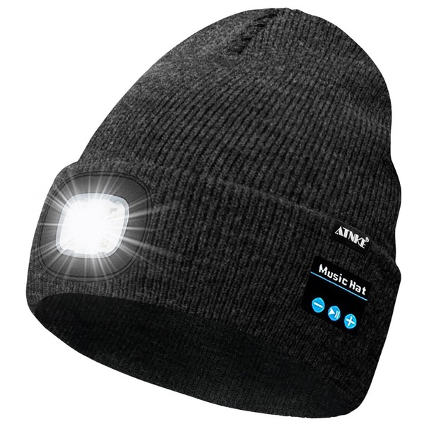 ATNKE LED Lighted Bluetooth Beanie Hat,USB Rechargeable 4 LED Wireless
