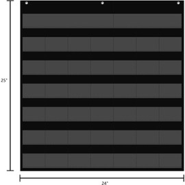 ANSTROUT Large 44 Pockets Calendar Pocket Chart for Classroom with 85 Cards, Size:25” X 24” Monthly Calendar and Weather Black Pocket Chart for Kids Learning for Home or School (44 Pockets)