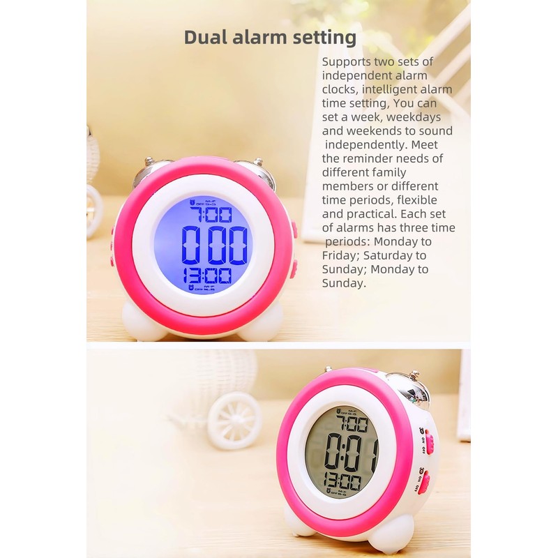 YHFITN Super Loud Alarm Clock, Twin Bell Battery Operated with