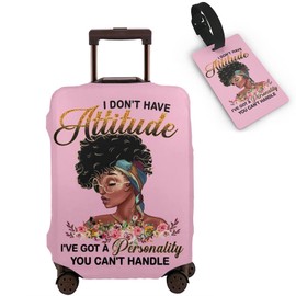 Hepmant Travel Suitcase Protector African American Woman Elastic Protective Washable Luggage Cover With Concealed Zipper Suitable For 18-32 Inch 【M (for 22-24 inch luggage)】