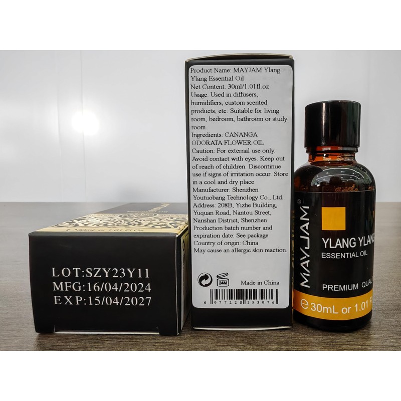 MAYJAM Ylang Ylang Essential Oil with Glass Dropper, MAYJAM 1.01fl.oz
