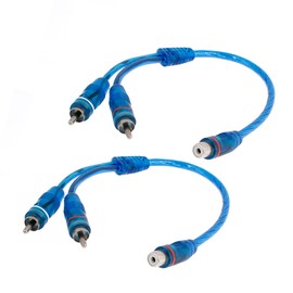 ACROPIX Car Audio RCA Y Splitter Adapter Cable 1 Female to 2 Male Connector Blue - Pack of 2