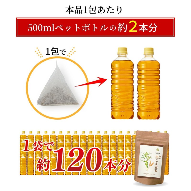Tea no Daifukuen Black Sesame Barley Tea Bag, Sesame Barley