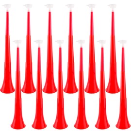 Hoarost 12 Pcs 24 Inch Collapsible Stadium Plastic Trumpet Horn Vuvuzela Blow Horn Noisemakers for Sporting Events Campus Sports Meet Themed Party Supplies (Red)