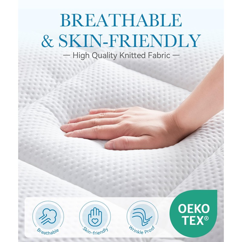 BDEUS Waterproof Dual Layer 4 Inch Memory Foam Mattress Topper