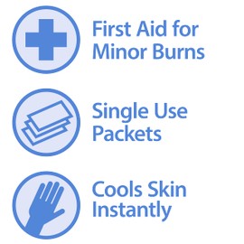 Globe First Aid Burn Gel with Aloe 0.9g Packets, (Box of 144) Advanced First Aid Gel for Temporary Relief of Minor Burns, Cuts, and Scrapes