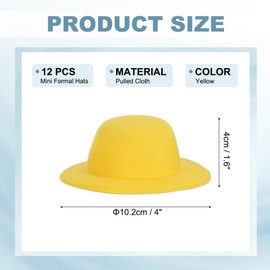 PATIKIL 1.6 Inch Mini Formal Hats 12 Pieces Miniature Doll Mini Top Hat Craft Hair Accessories for Decorating Dolls and Snowmen Yellow