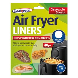 Sealapack Air Fryer Liners, Round 20cm, 40 Sheets - Non Stick, White