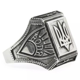 BESTPYSANKY Ukrainian Trident Tryzub Sterling Silver Men's Ring (Size 9)