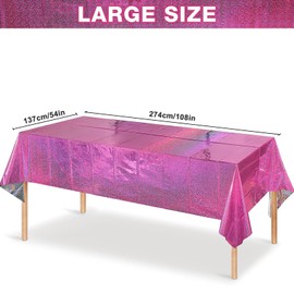 2 x Birthday Tablecloth, Hot Pink Party Tablecloth, Waterproof Plastic Tablecloth, Pink Foil Tablecloth for Children, Birthday, Wedding, Engagement, Picnic, Party Decoration, 137 x 274 cm