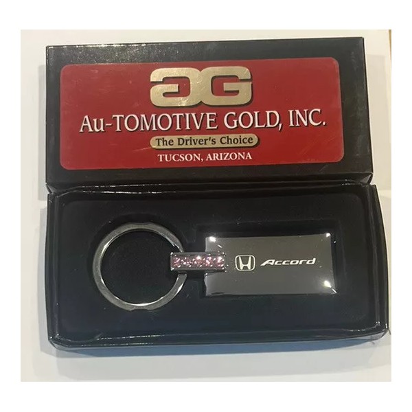 HONDA Accord Rectangular Silver Key Ring Pink Jewels NEW IN