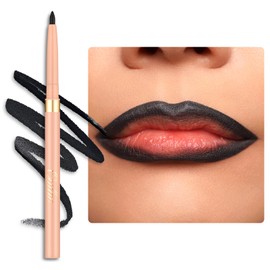 Oulac Black Lip Liner Pencil, 2in1 Retractable Makup Crayon for Lipliner and Eyeliner, Highly Pigmented, Smooth, Long Lasting and Waterproof Formula, Vegan Beauty, 01 Noir