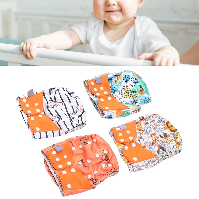4 Packs Washable Baby Diapers Breathable Mesh Baby Cloth Nappy