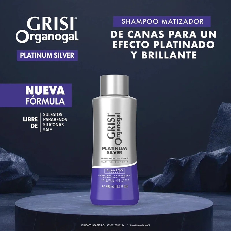 Organogal Grisi Shampoo Oscurecedor Platinium Cabello 400 ml