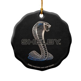 GRAPHICS & MORE Shelby Cobra Logo Porcelain Scalloped Holiday Christmas Tree Ornament - 2.8" (7.1 cm)