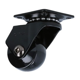 MS Beschläge Modern Black Furniture Castor, Designer Furniture Transport Castor, 360° Rotatable Screw-On Plate, Polyurethane Swivel Castor, Ball Bearing (Diameter 35 mm, 1)