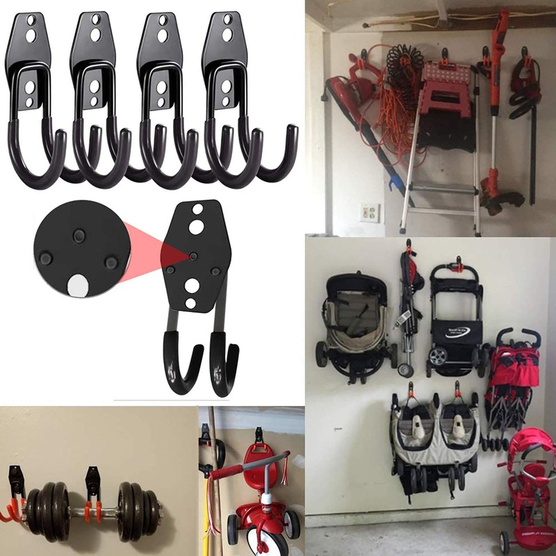 Garage Wall Bracket, 2 Pieces Garage Storage Double Hooks Wall