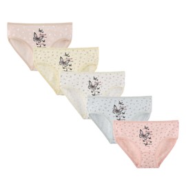 Donella Girls' Soft Cotton Underwear - Kids Bikini Brief Panties for Girls and Toddlers 5-Pack, Enchanting Butterflies, Age: 2-3