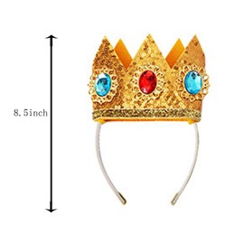 Rauoawby Kids Pink Princess Dress Costume for toddler Girls cospaly Princess Peach Tulle pompon skirt with Crown gloves (Gold, Only 5pc accessory)