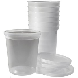 DuraHome - Deli food Storage Containers with Lids 32 oz, Quart Pack of 24 Leak-proof Freezer Safe Microwaveable Soup Storage Container - Clear Plastic Premium Quality