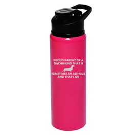 25 oz Water Bottle Sports Travel Mug Gift Proud Parent Dachshund (Hot Pink)