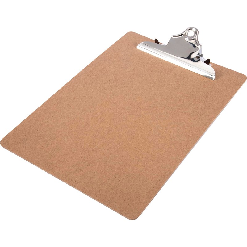 Officely A4 Masonite Hardboard Clipboard, Strong Clip