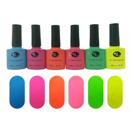 Rj Gama Gel Neon-fluorescente Rj 6pzs-esmalte Semipermanente