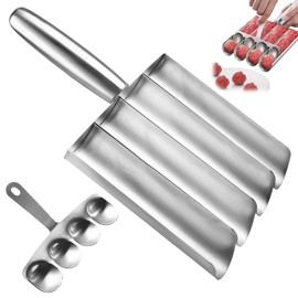 Meatball Shaper, Stainless Steel, Kitchen Meatball Maker with Cutting Spade, Quadruple Tubes Meatball Maker, Metal Chopping Ball Shaper, Meatball Machine for Kitchen for Quick Cooking