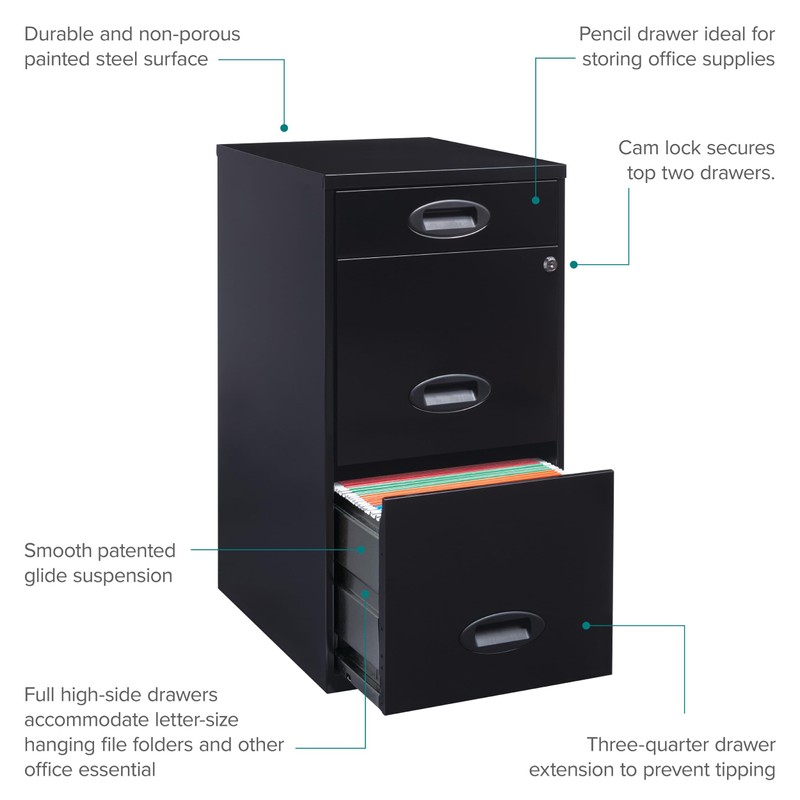 Space Solutions - 3 Drawer Fully Assembled Steel File Cabinet,